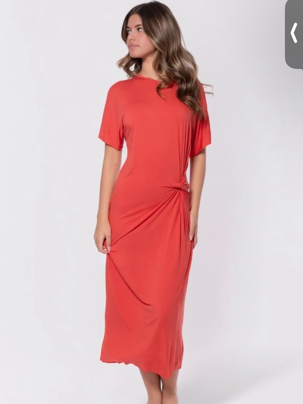 Classic Twist-Detail Coral Red Maxi Dress - Women